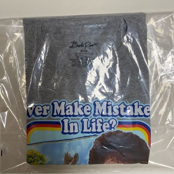 Bob Ross Men’s Gray Ever Make Mistakes in Life Graphic Shirt - Picture 7 of 7